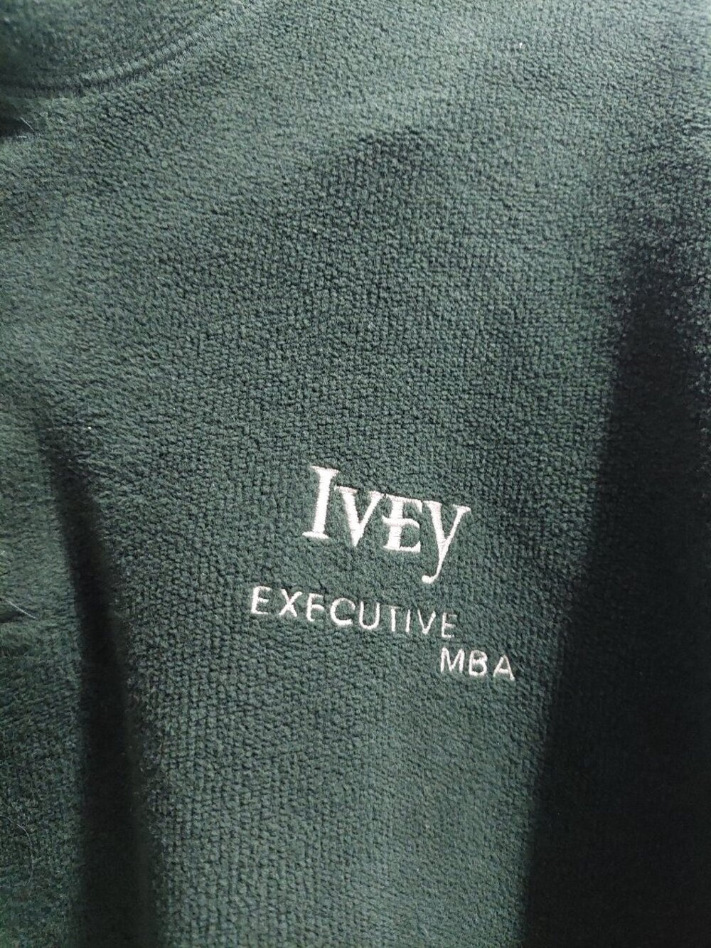 Ivey Executive MBA program Men's L Dark Green Cotton Fleece-like Pullover